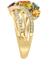 Effy Multi-Gemstone (1-3/4 ct.t.w.) & Diamond (1/4 ct. t.w.) Cluster Statement Ring 14k Gold