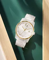 Movado Men's Swiss Bold Verso White Ceramic Bracelet Watch 42mm