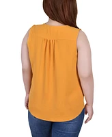 Ny Collection Plus Sleeveless Button Front Blouse