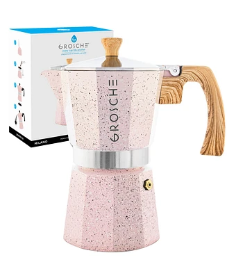 Grosche Milano Stone Stovetop Espresso Maker Moka Pot 9 Cup, 15.2 Oz
