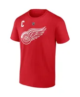 Men's Fanatics Dylan Larkin Red Detroit Wings Authentic Stack Captain Name and Number T-shirt