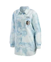 Women's Wear by Erin Andrews White Vegas Golden Knights Oversized Tie-Dye Button-Up Denim Shirt