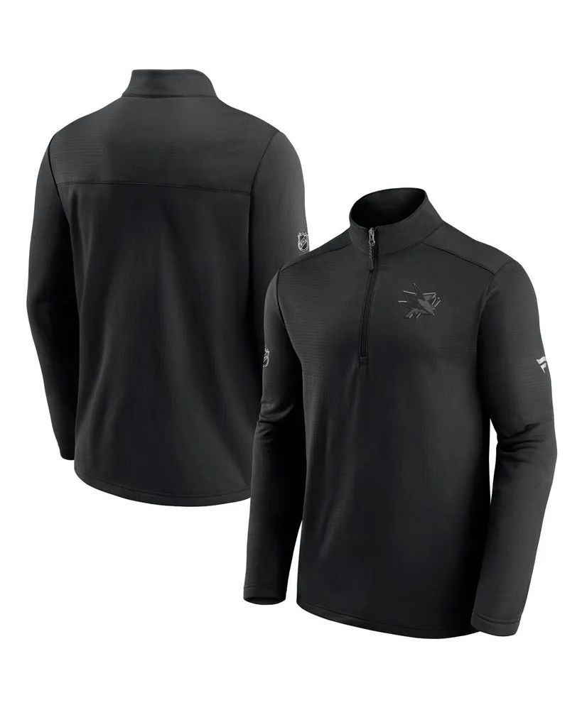 Men's Fanatics Black San Jose Sharks Authentic Pro Travel and Training Quarter-Zip Jacket