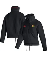 Women's adidas Black Chicago Blackhawks Sherpa Half-Zip Jacket