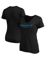 Women's Fanatics Black Charlotte Fc Wordmark V-Neck T-shirt