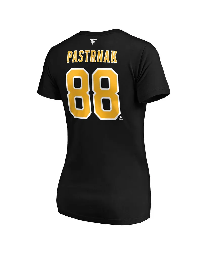 Women's Fanatics David Pastrnak Black Boston Bruins Plus Name and Number V-Neck T-shirt