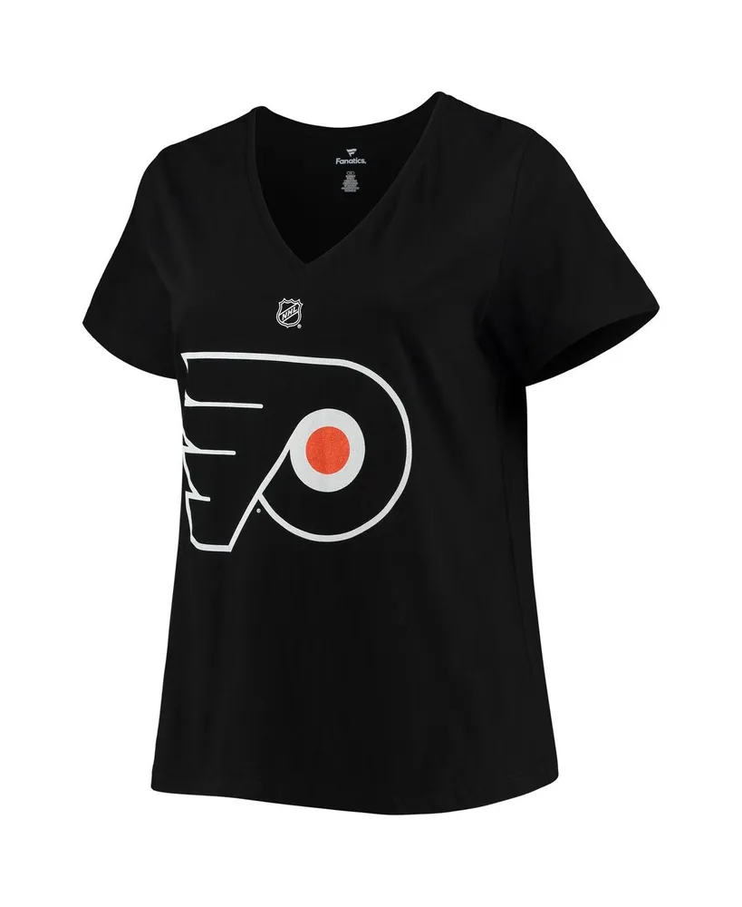 Women's Fanatics Carter Hart Black Philadelphia Flyers Plus Size Name and Number V-Neck T-shirt
