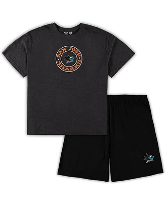 Men's Concepts Sport Black, Heathered Charcoal San Jose Sharks Big and Tall T-shirt Shorts Sleep Set
