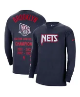 Men's Nike Navy Brooklyn Nets 2021/22 City Edition Courtside Heavyweight Moments Long Sleeve T-shirt