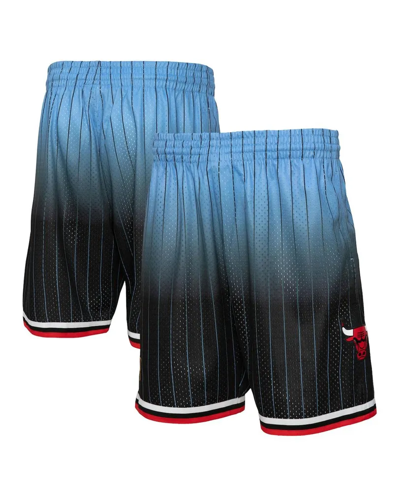 Men's Mitchell & Ness Black and Light Blue Chicago Bulls 1995/96 Hardwood Classics Fadeaway Reload 3.0 Swingman Shorts