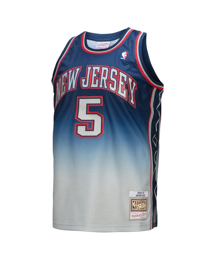 Men's Mitchell & Ness Jason Kidd Gray, Blue New Jersey Nets 2006/07 Hardwood Classics Fadeaway Swingman Player Jersey