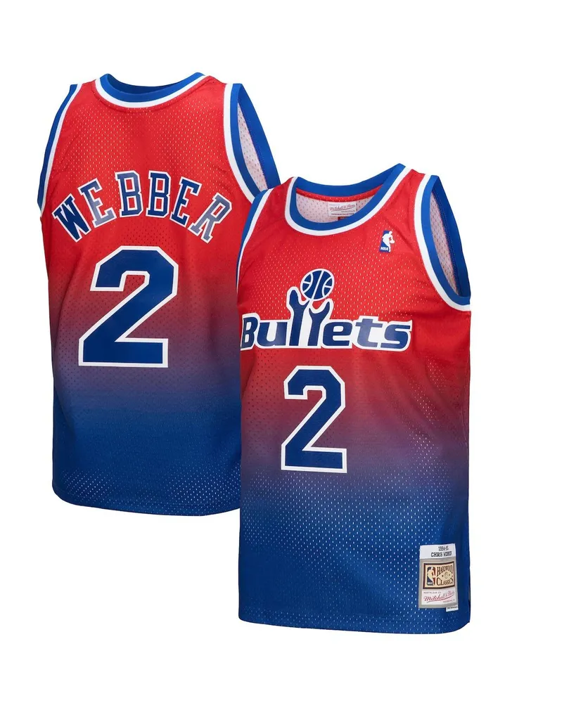 Men's Mitchell & Ness Chris Webber Royal, Red Washington Bullets 1994/95 Hardwood Classics Fadeaway Swingman Player Jersey