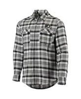 Men's Antigua Black and Gray Philadelphia Flyers Ease Plaid Button-Up Long Sleeve Shirt