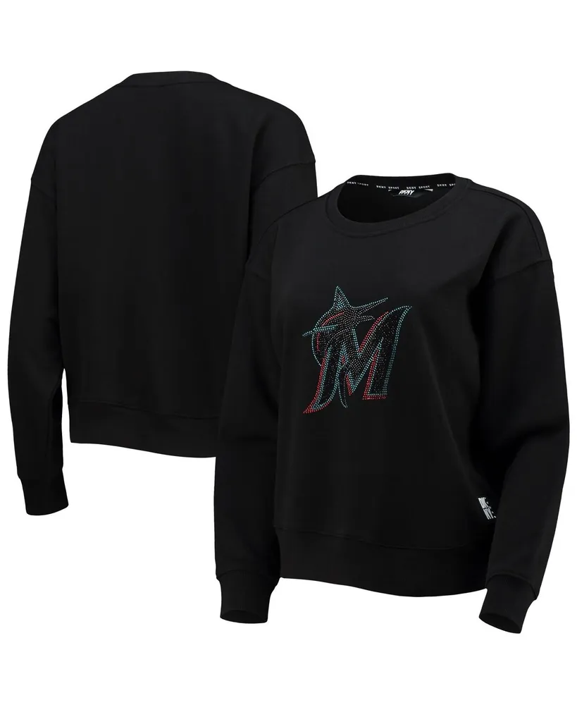Women's Dkny Sport Black Miami Marlins Carrie Pullover Sweatshirt