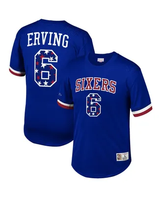 Men's Mitchell & Ness Julius Erving Royal Philadelphia 76ers Player Name Number T-shirt