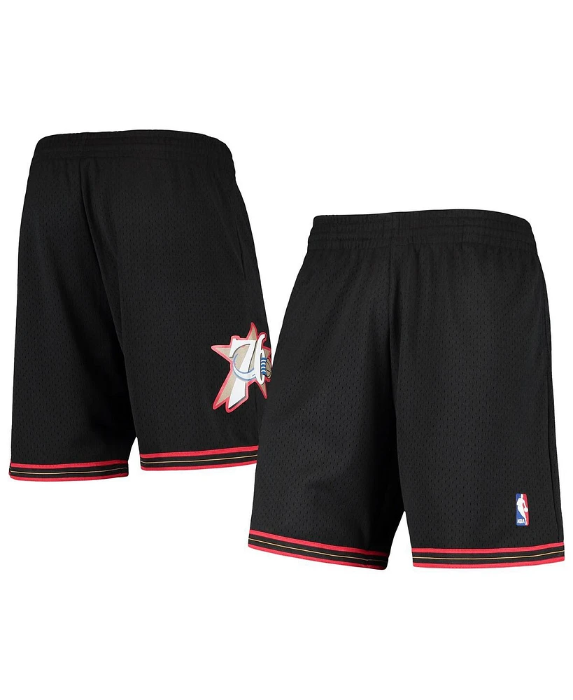 Men's Mitchell & Ness Black Philadelphia 76ers Primary Team Logo Hardwood Classics Swingman Shorts