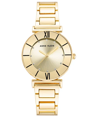 Anne Klein Women's Gold-Tone Mixed Metal Link Bracelet Watch, 32mm