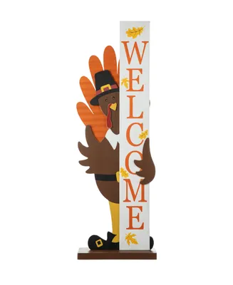 Glitzhome Thanksgiving Wooden Turkey Welcome Porch Decor, 36"
