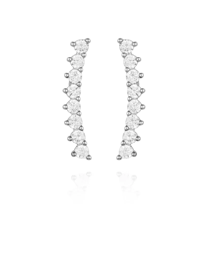 Vince Camuto Silver-Tone Cubic Zirconia Climber Earrings