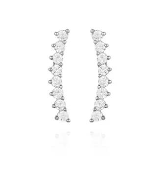 Vince Camuto Silver-Tone Cubic Zirconia Climber Earrings