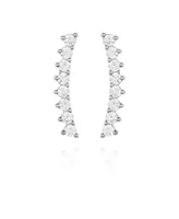 Vince Camuto Silver-Tone Cubic Zirconia Climber Earrings