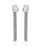 Vince Camuto Silver-Tone Mixed Chain Tassel Clip-On Drop Earrings - Silver