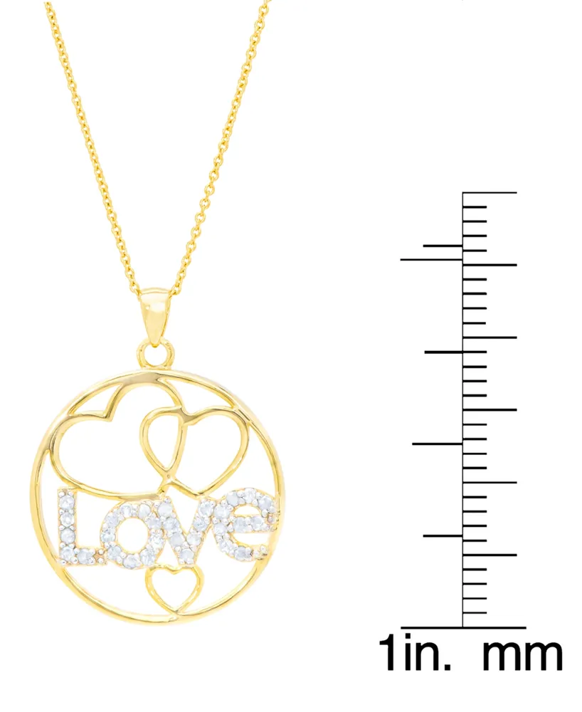 Diamond "Love" Heart Circle 18" Pendant Necklace (1/8 ct. t.w.) in 14k Gold-Plated Sterling Silver - Gold