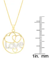 Diamond "Love" Heart Circle 18" Pendant Necklace (1/8 ct. t.w.) in 14k Gold-Plated Sterling Silver - Gold