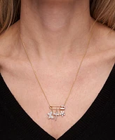 Wrapped Diamond Safety Pin Charm Collector Pendant Necklace (1/20 ct. t.w.) in 10k Gold, 17" + 1" extender, Created for Macy's