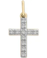 Wrapped Diamond Cross Charm Pendant (1/20 ct. t.w.) in 10k Gold, Created for Macy's