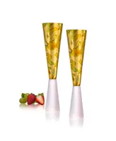 Roman Champagne Flutes, Set of 2, 11 Oz - Gold