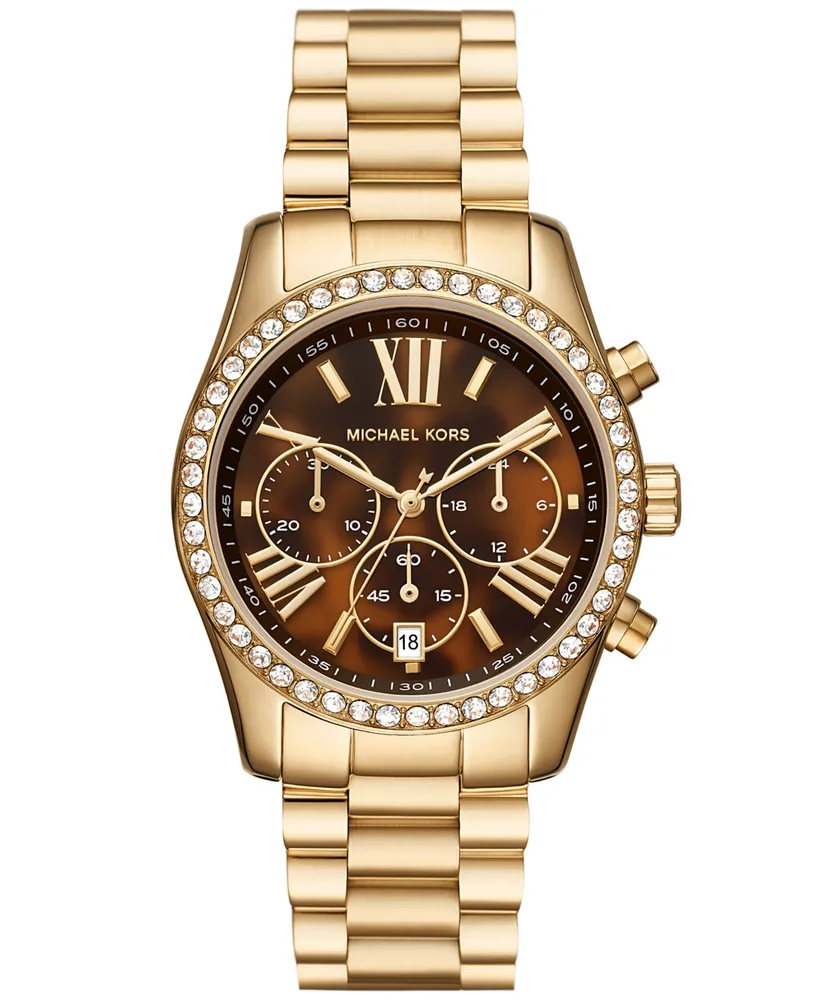 Michael Kors Women's Lexington Lux Chronograph Gold-Tone Stainless Steel Bracelet Watch 38mm - Gold