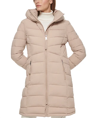 Calvin Klein Women's Hooded Stretch Puffer Coat, Created for Macy's