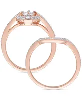 Diamond Halo Bridal Set (3/4 ct. t.w.) 14k Rose Gold