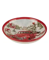 Certified International Red Truck Snowman Serving Bowl