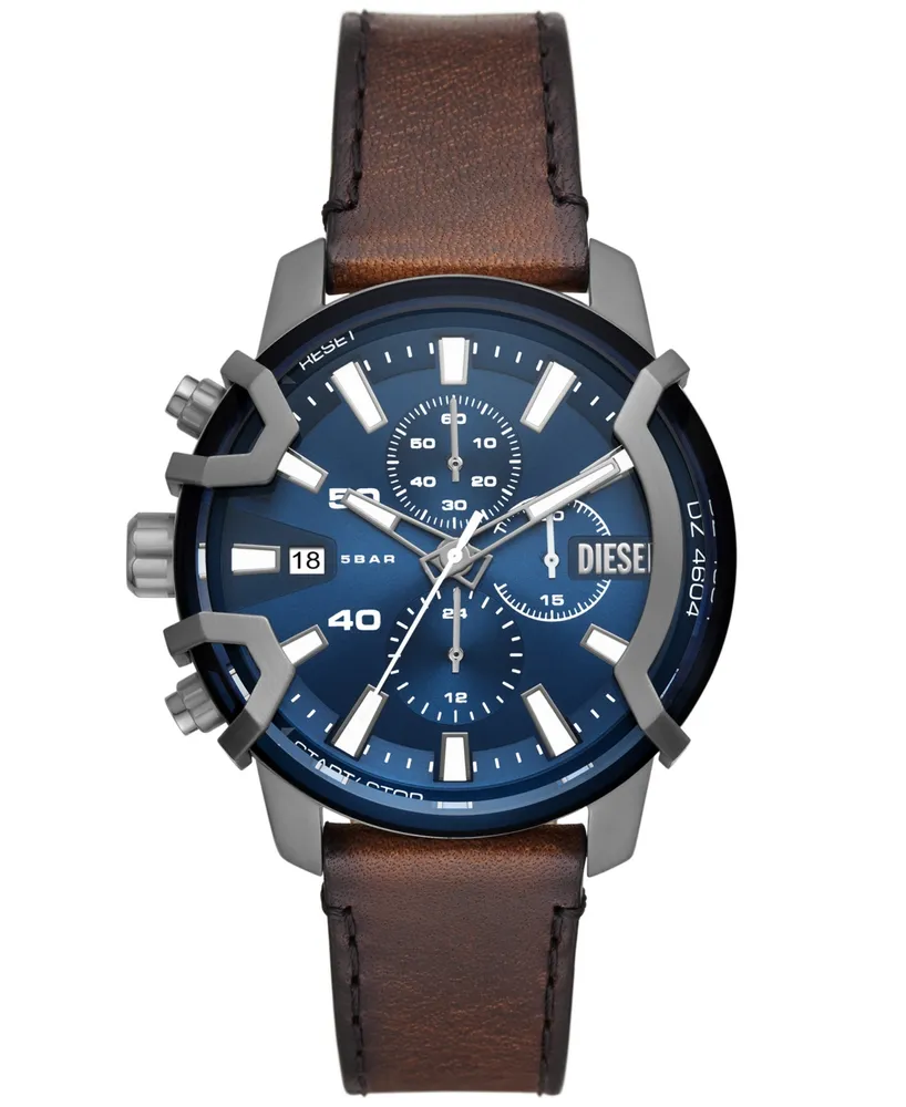 Diesel Men\'s Griffed Brown Leather Strap Watch, 42mm | MainPlace Mall