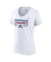 Women's Fanatics White Colorado Avalanche 2022 Western Conference Champions Locker Room V-Neck T-shirt