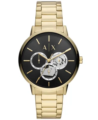 A|X Armani Exchange Men's Multifunction Gold-Tone Stainless Steel Bracelet Watch, 42mm - Gold
