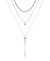 T Tahari Crystal and Imitation Pearl Layering Necklace Set, 3 Piece - Gold