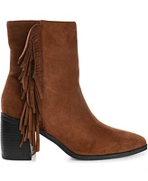 Journee Collection Women's Noriah Fringe Block Heel Booties