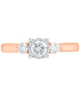 Diamond Three Stone Engagement Ring (1/2 ct. t.w.) in 10k Rose Gold