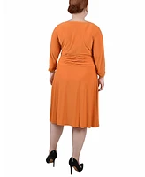 Ny Collection Plus Ruched A-Line Dress