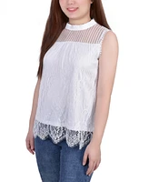 Women's Sleeveless Mock Neck Lace Top