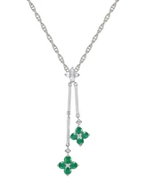 Ruby (3/4 ct. t.w.) & Diamond (1/8 Double Flower 18" Lariat Necklace Sterling Silver (Also Sapphire Emerald)