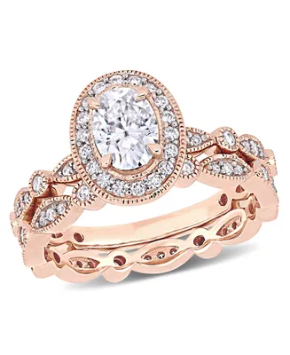 Moissanite 10K Gold Vintage-Like Halo Infinity Bridal Ring Set, 2 Piece