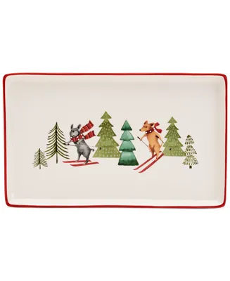 Tabletops Unlimited Furry Christmas Dog Small Rectangular Tray