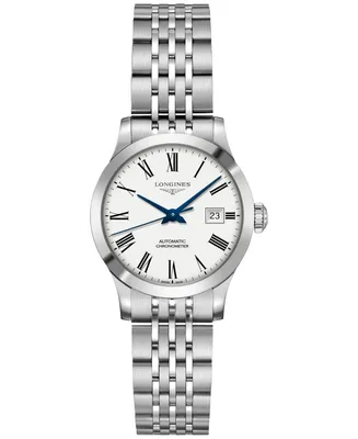 Longines Women's Swiss Automatic Chronometer Record Stainless Steel Bracelet Watch 30mm