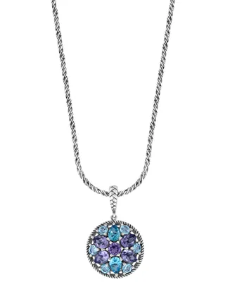 Effy Multi-Stone Flower Disc 18" Pendant Necklace (8-3/8 ct. t.w.) in Sterling Silver