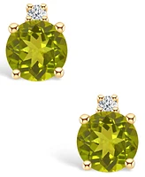 Peridot (5/8 ct. t.w.) and Diamond Accent Stud Earrings 14K Yellow Gold