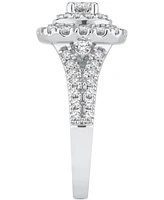 Diamond Halo Cluster Engagement Ring (1-3/8 ct. t.w.) in 14k White Gold